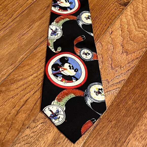 Vintage Balancine Disney Mickey Mouse Watch Men's Tie Necktie 57" Collectible - Picture 1 of 6